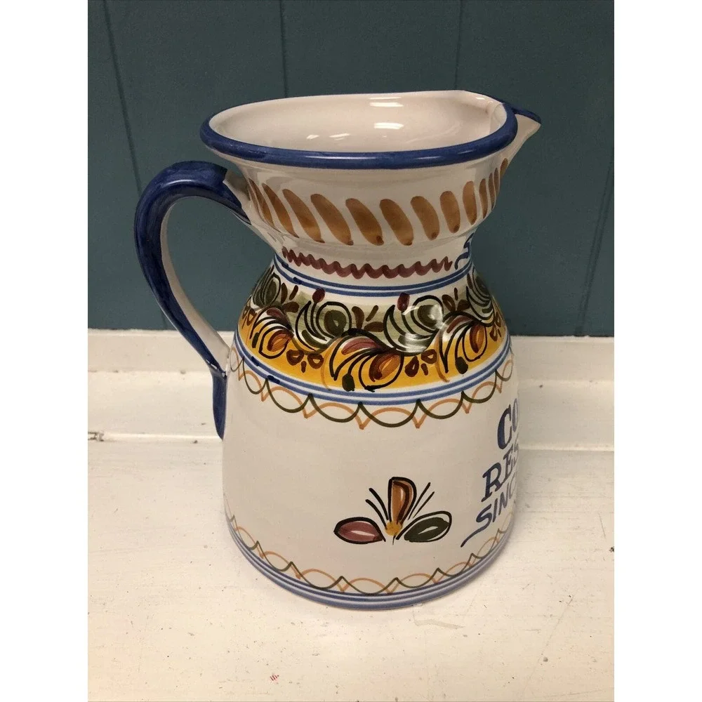 De La Cal Puente Espana Art Pottery Pitcher- Columbia Restaurant Sangria‎